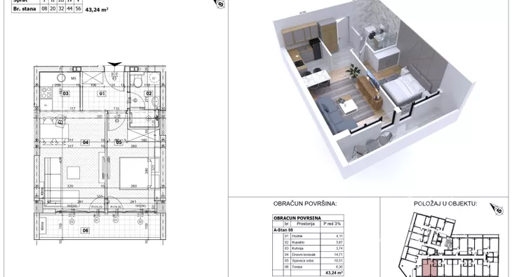 Jednoiposoban stan | 4zida