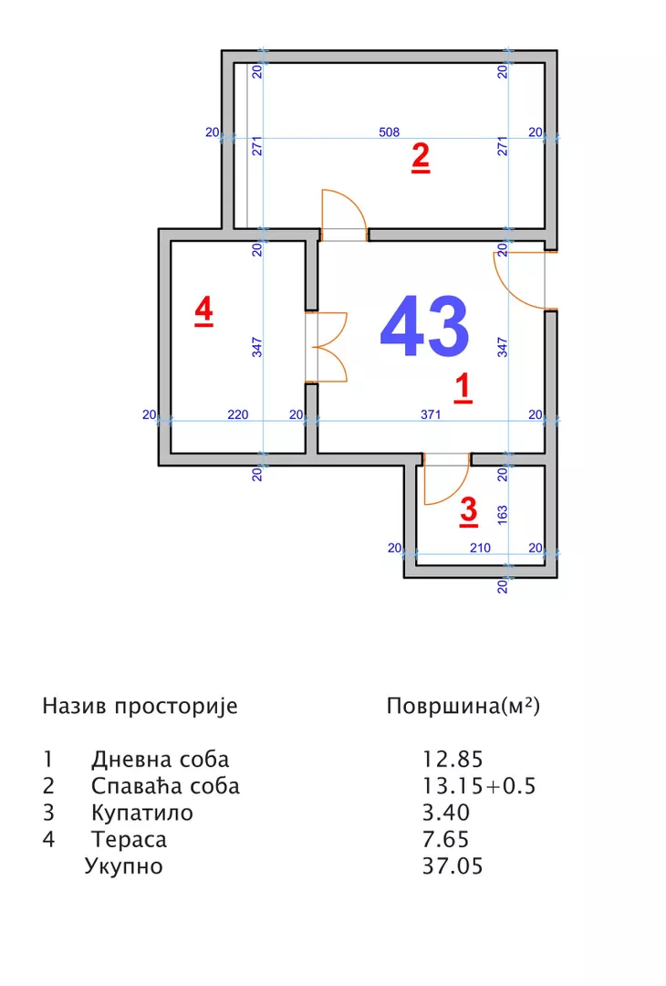 Jednoiposoban stan | 4zida