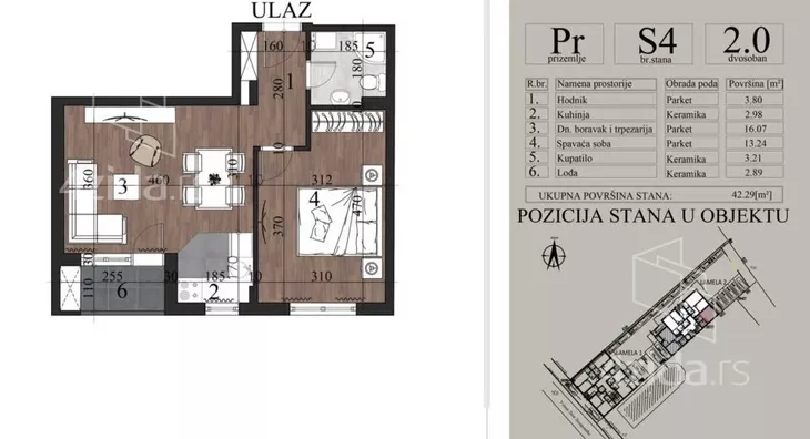 Dvosoban stan na prodaju, Telep, 105.750€, 42m² - stampaj