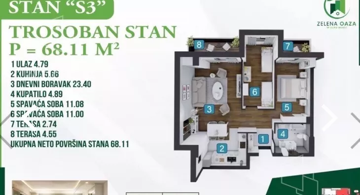 Trosoban stan | 4zida