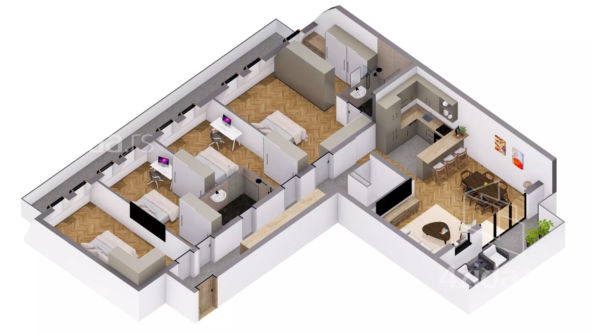 Četvoroiposoban stan | 4zida