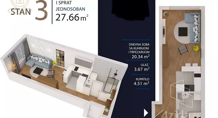 Jednosoban stan | 4zida