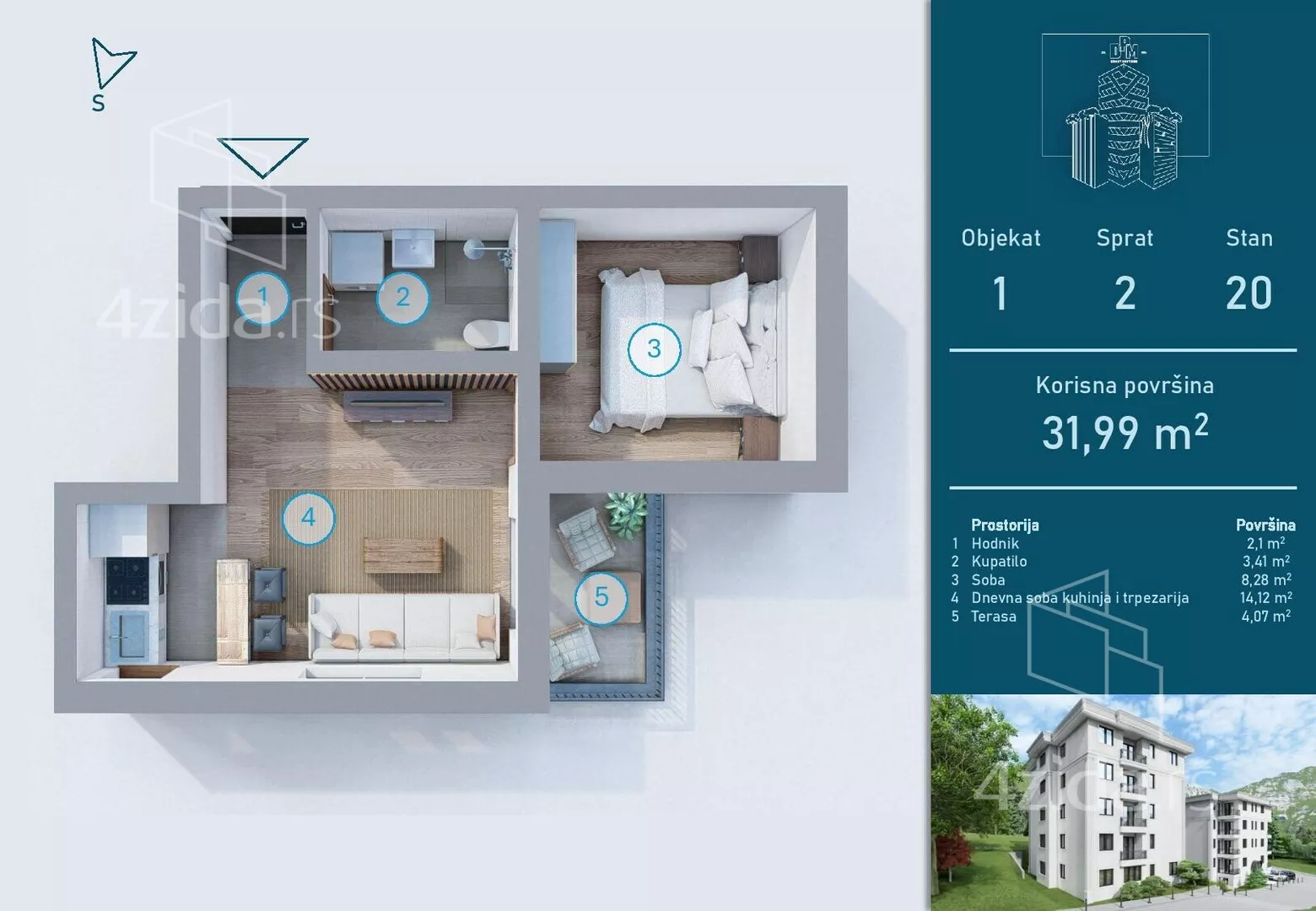 Jednosoban stan | 4zida