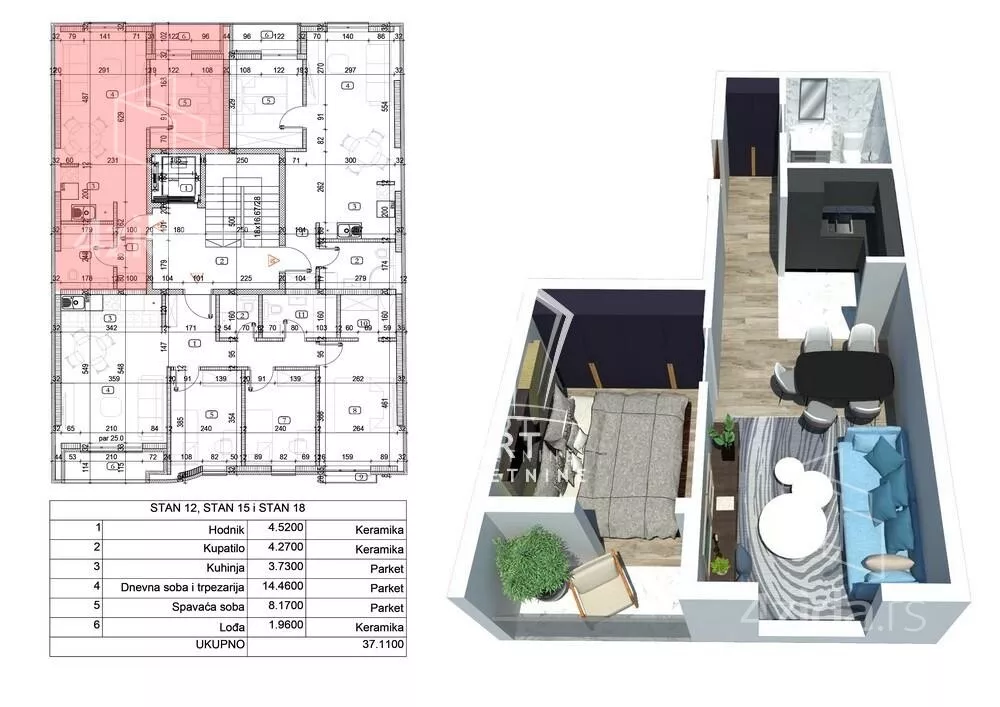 Jednoiposoban stan | 4zida