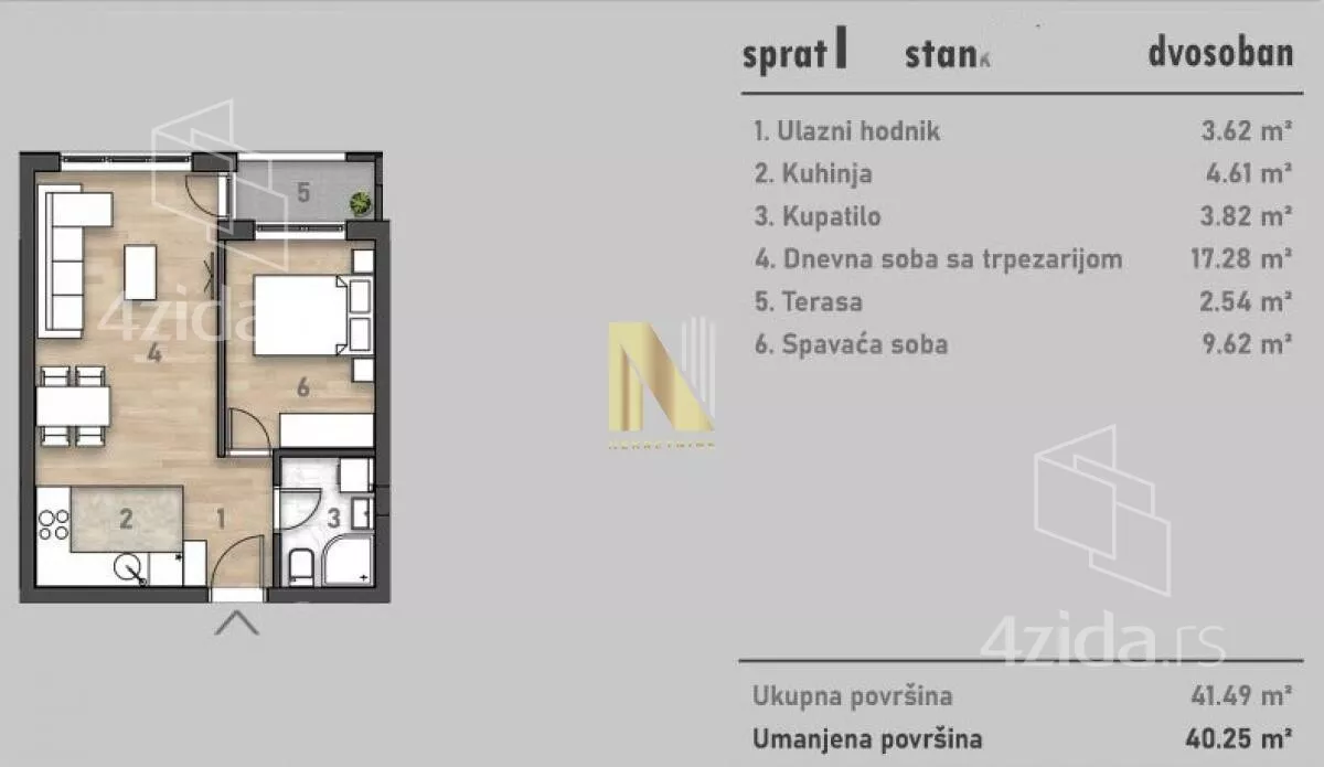 Dvosoban stan | 4zida