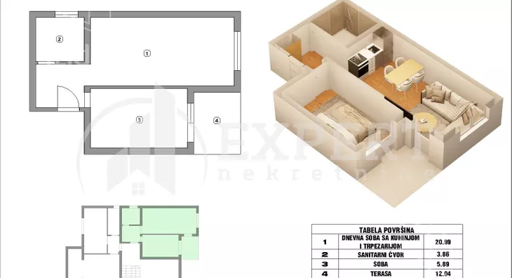 Jednoiposoban stan | 4zida