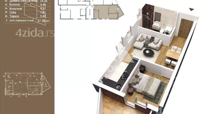 Jednoiposoban stan | 4zida