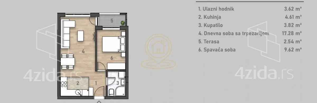 Jednoiposoban stan | 4zida