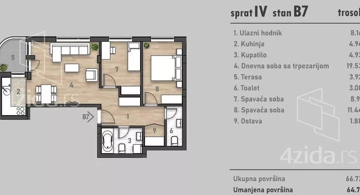 Trosoban stan | 4zida