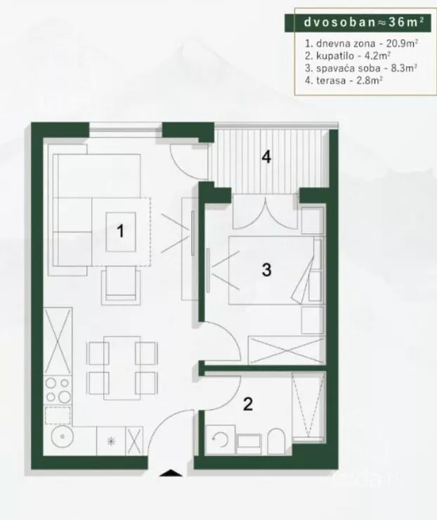 Jednoiposoban stan | 4zida