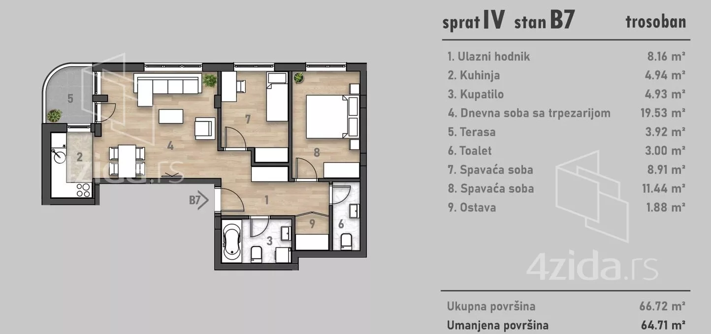 Trosoban stan | 4zida