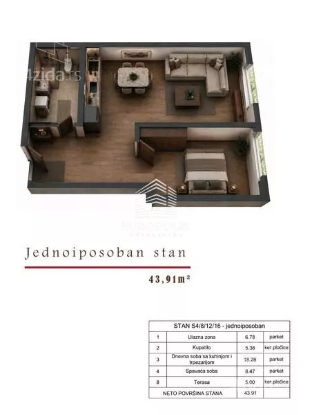 Jednoiposoban stan | 4zida