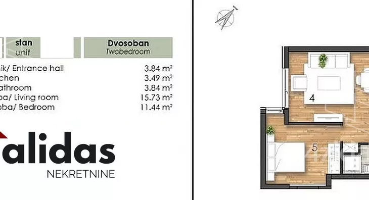 Dvosoban stan | 4zida