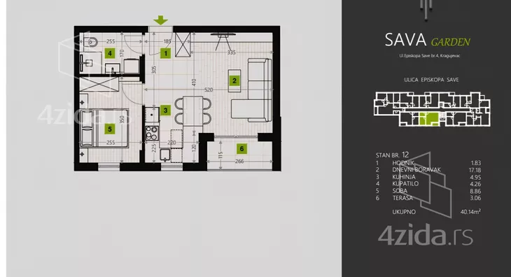 Jednoiposoban stan | 4zida