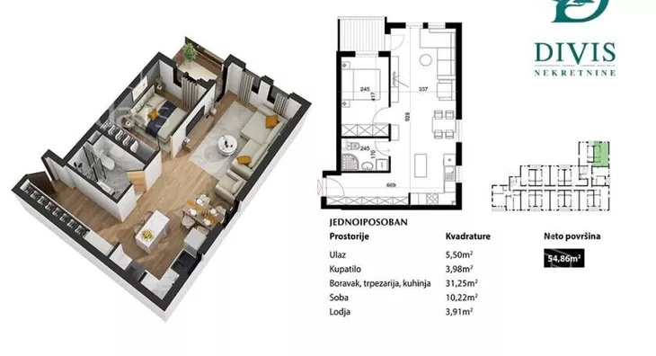 Jednoiposoban stan | 4zida