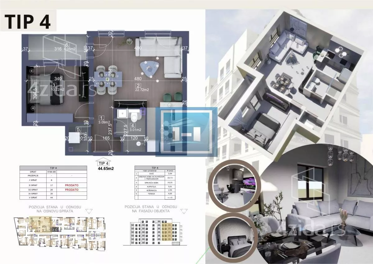 Jednoiposoban stan | 4zida