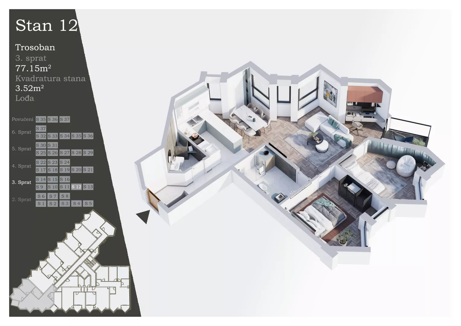 Trosoban stan | 4zida