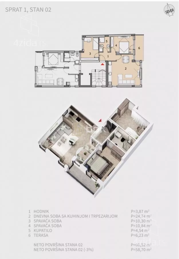 Jednoiposoban stan | 4zida