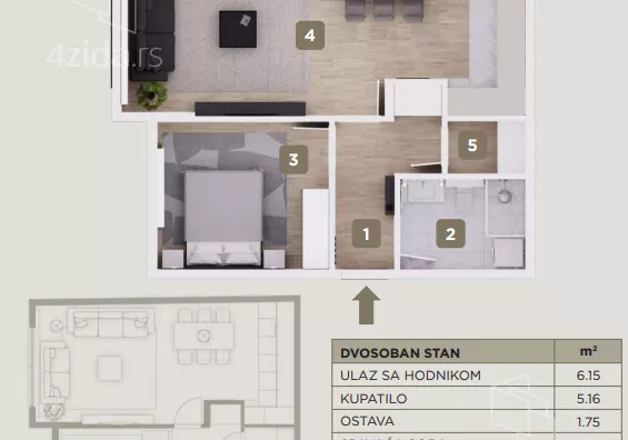 Dvosoban stan | 4zida