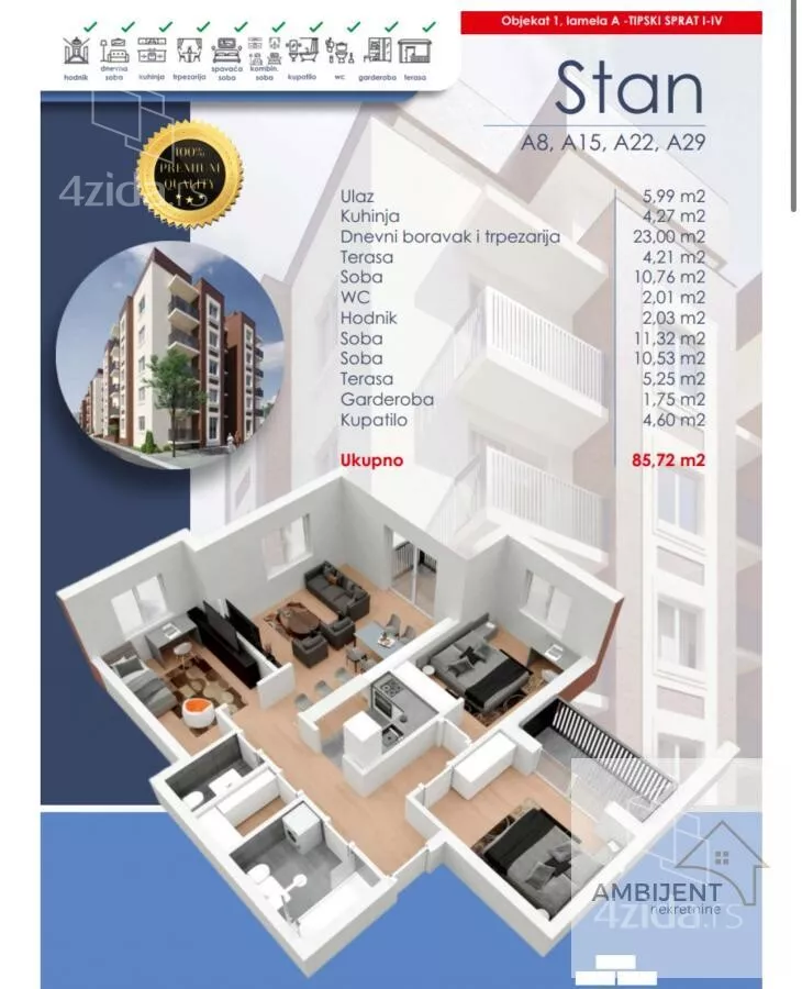 Troiposoban stan | 4zida