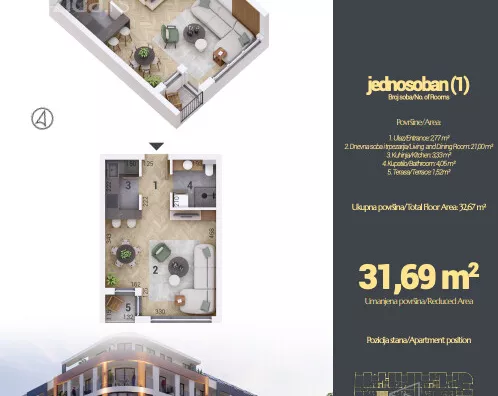 Jednosoban stan | 4zida