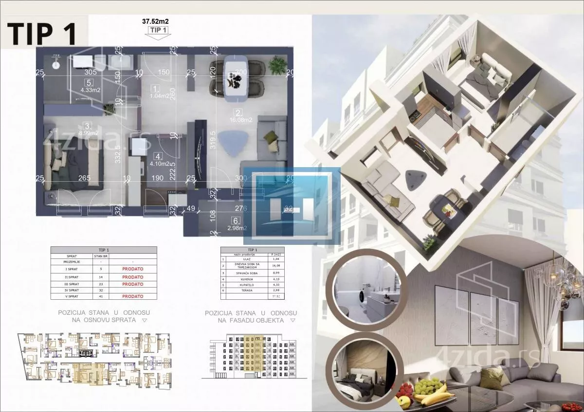 Jednoiposoban stan | 4zida