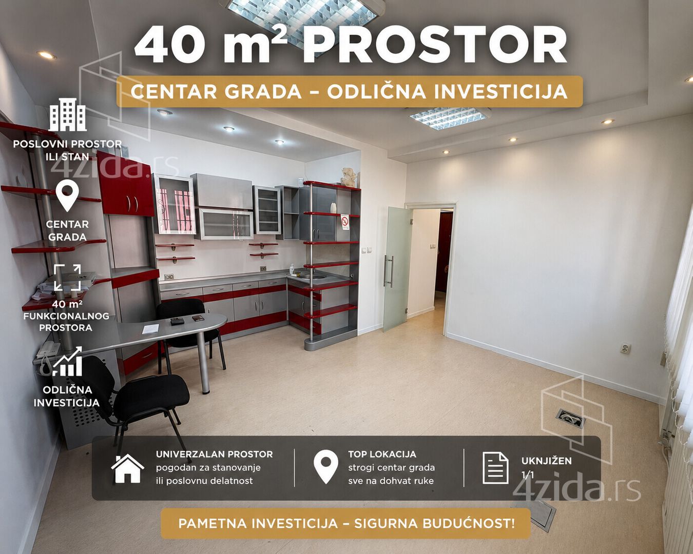 Продажа коммерческих помещений, Obrenovićeva, 100.000€, 40m² — фото
