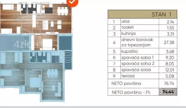 Troiposoban stan | 4zida