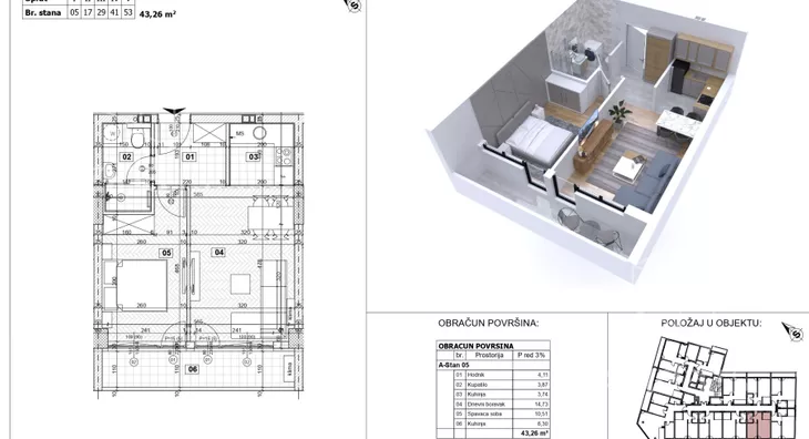 Jednoiposoban stan | 4zida
