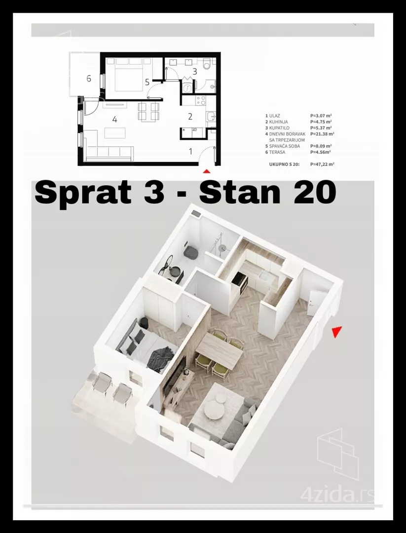 Jednoiposoban stan | 4zida