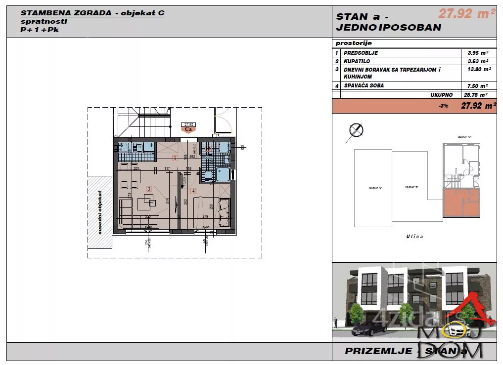 Jednoiposoban stan | 4zida