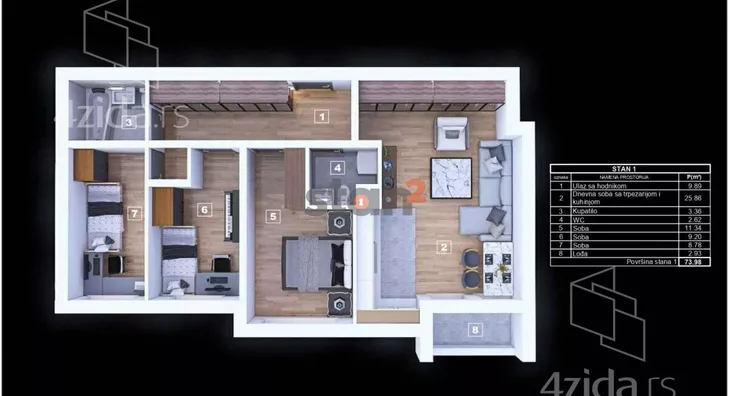 Troiposoban stan | 4zida