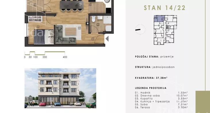 Jednosoban stan | 4zida