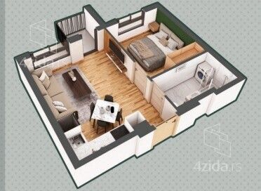 Apartament me 1 dhoma, 38 m²