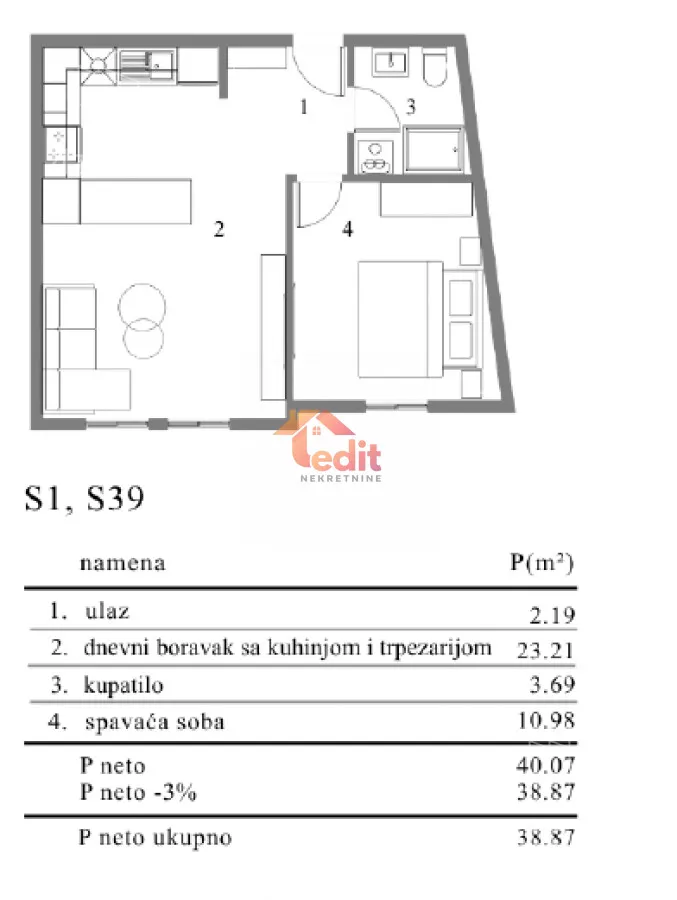 Jednoiposoban stan | 4zida