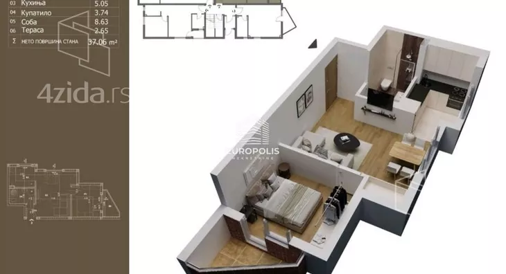 Jednoiposoban stan | 4zida