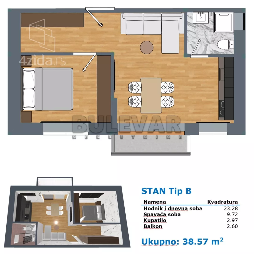 Jednoiposoban stan | 4zida