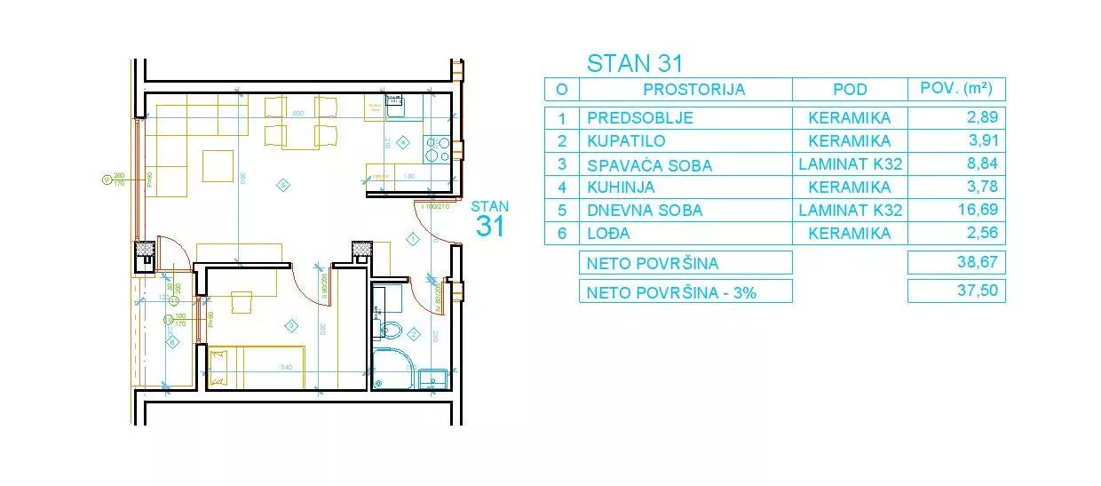 Jednoiposoban stan | 4zida