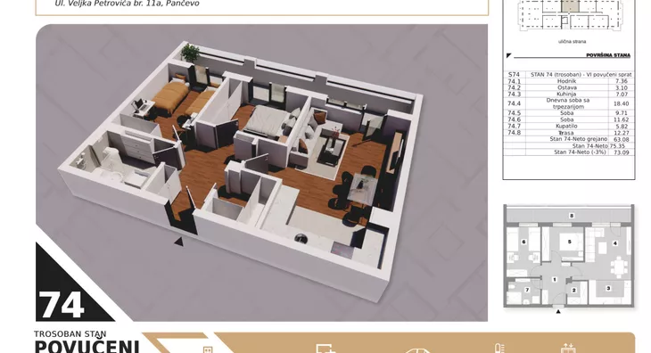 Trosoban stan | 4zida