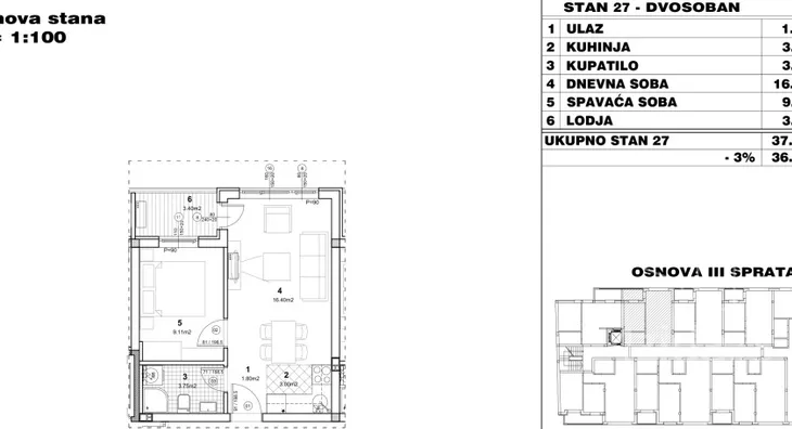 Jednoiposoban stan na prodaju, Novo Naselje, 97.300€, 36m² - stampaj