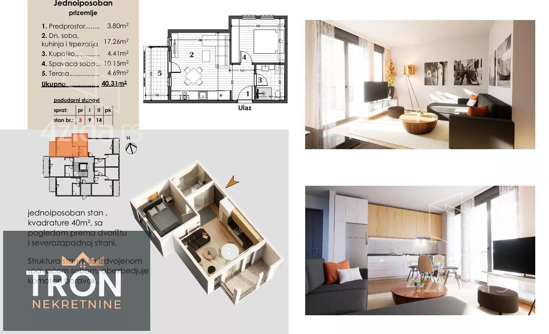 Jednosoban stan | 4zida