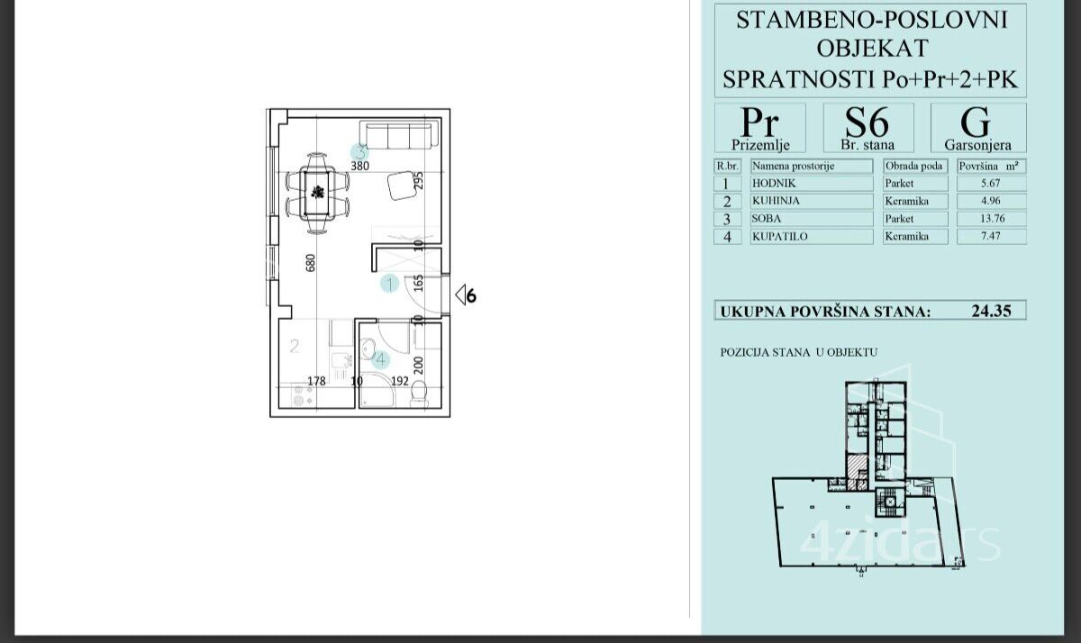 Garsonjera na prodaju, Račkog, 67.000€, 24m² — fotografija