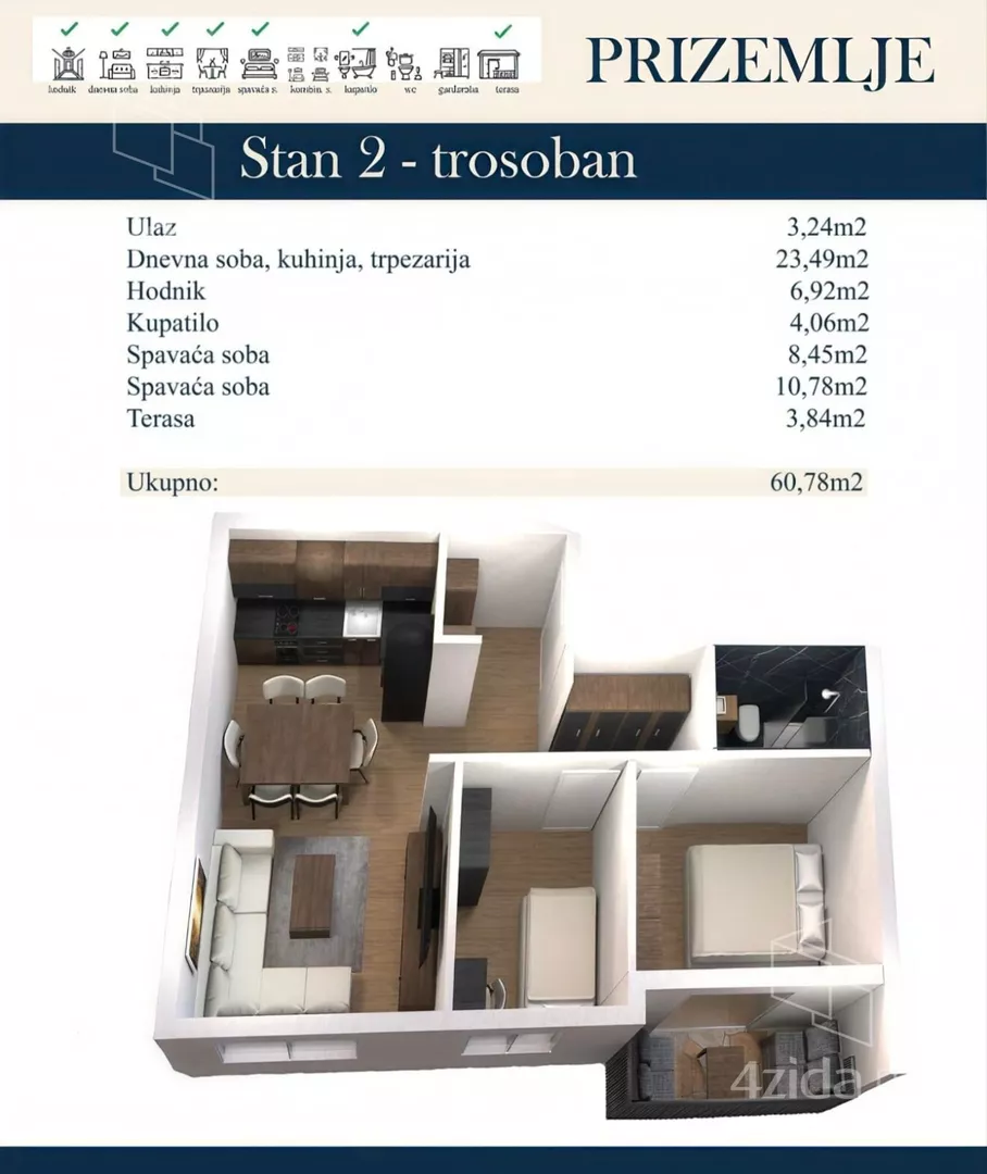 Trosoban stan | 4zida