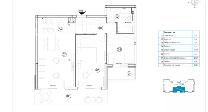 Trosoban stan | 4zida