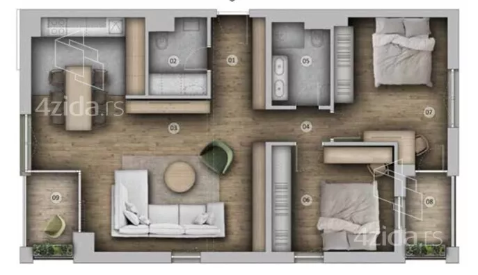 Trosoban stan | 4zida