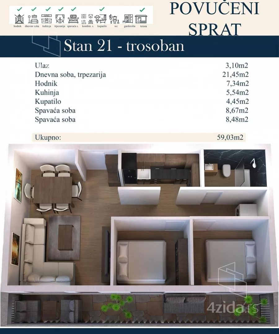 Trosoban stan | 4zida