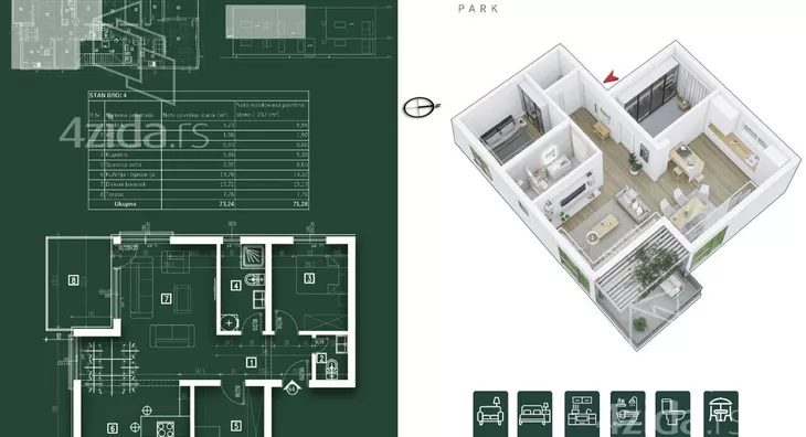 Trosoban stan | 4zida
