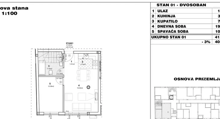 Jednoiposoban stan na prodaju, Novo Naselje, 108.650€, 40m² - stampaj