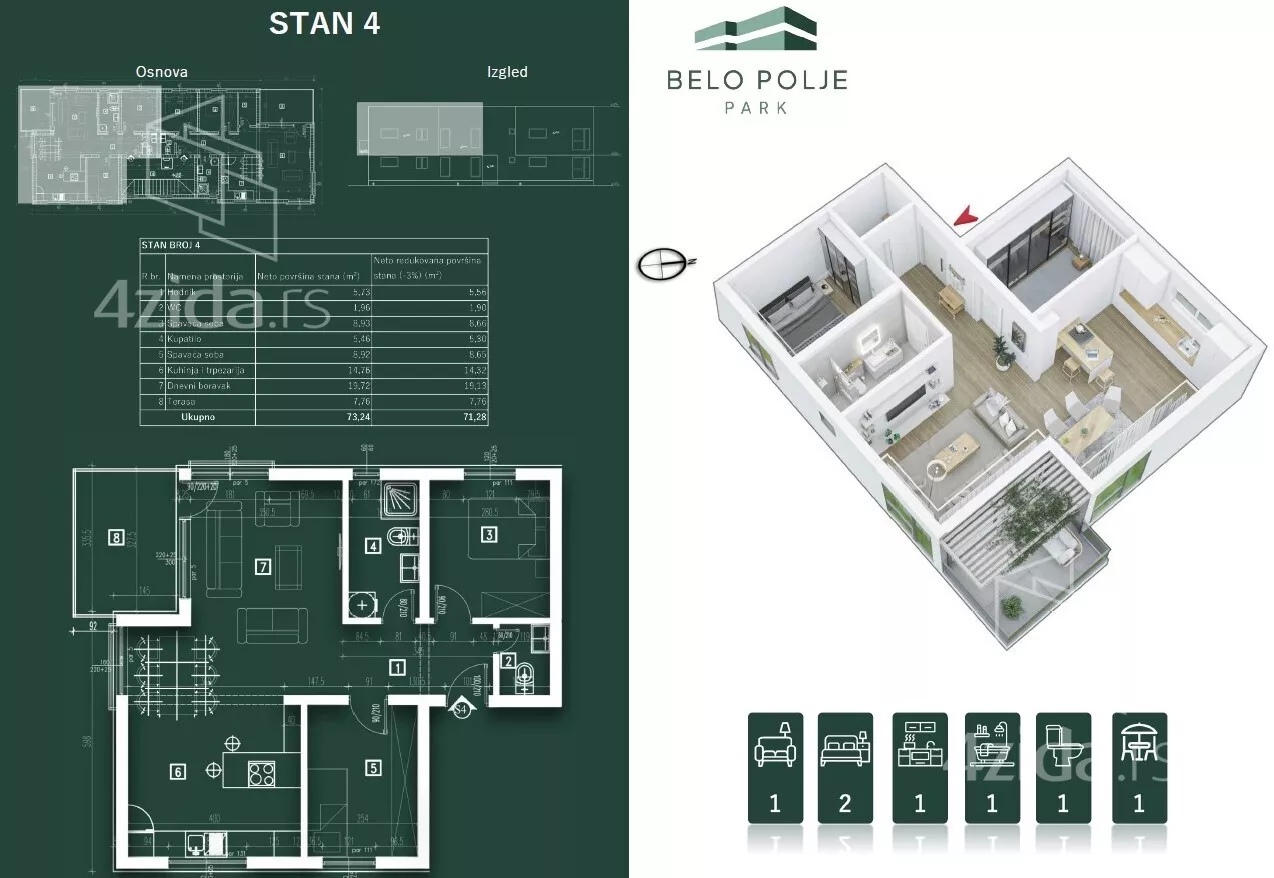 Trosoban stan | 4zida