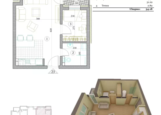 Jednoiposoban stan | 4zida